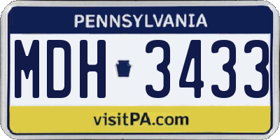 PA license plate MDH3433