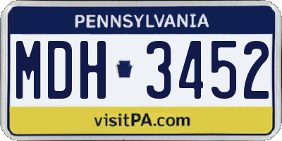 PA license plate MDH3452