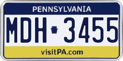 PA license plate MDH3455