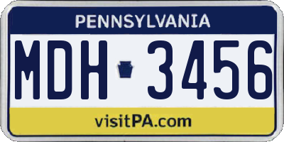 PA license plate MDH3456