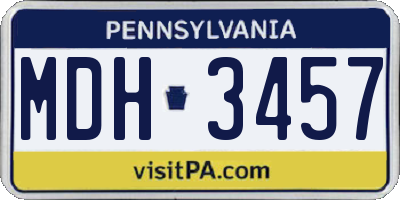 PA license plate MDH3457
