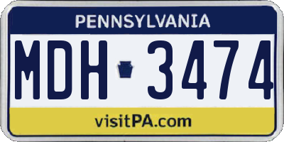 PA license plate MDH3474