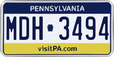 PA license plate MDH3494
