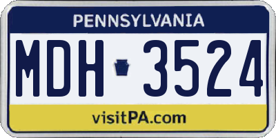 PA license plate MDH3524