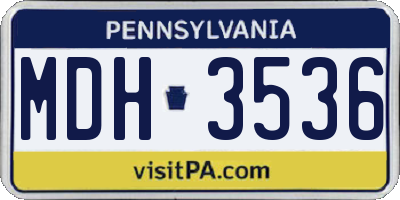 PA license plate MDH3536