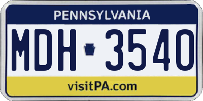 PA license plate MDH3540