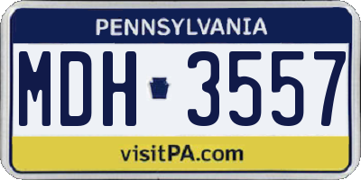 PA license plate MDH3557