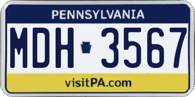 PA license plate MDH3567