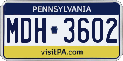 PA license plate MDH3602