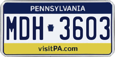PA license plate MDH3603