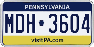 PA license plate MDH3604