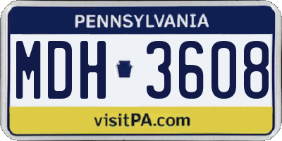 PA license plate MDH3608