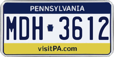 PA license plate MDH3612
