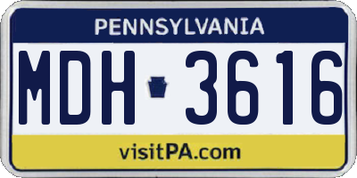 PA license plate MDH3616