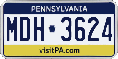 PA license plate MDH3624