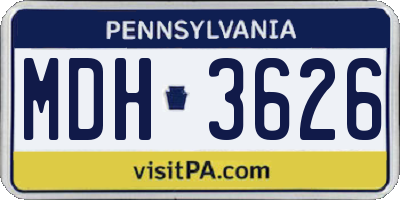 PA license plate MDH3626