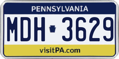 PA license plate MDH3629