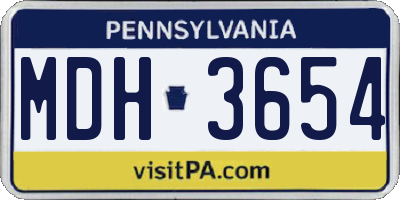 PA license plate MDH3654