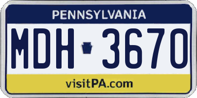 PA license plate MDH3670
