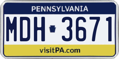 PA license plate MDH3671