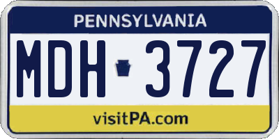 PA license plate MDH3727