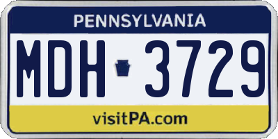 PA license plate MDH3729