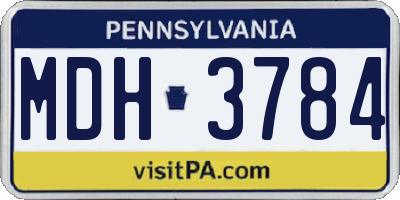 PA license plate MDH3784