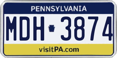 PA license plate MDH3874