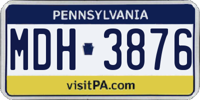PA license plate MDH3876