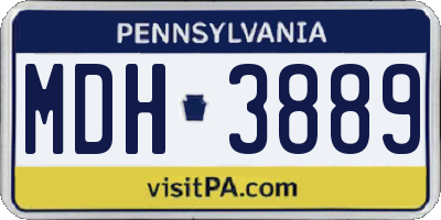 PA license plate MDH3889
