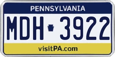 PA license plate MDH3922