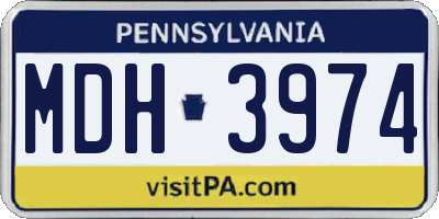 PA license plate MDH3974