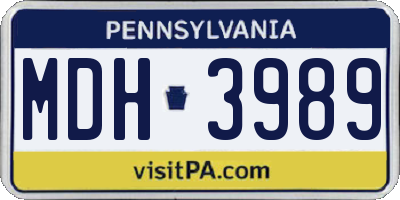 PA license plate MDH3989
