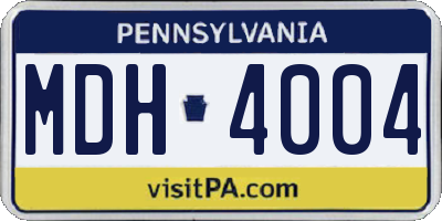 PA license plate MDH4004
