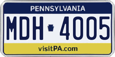 PA license plate MDH4005