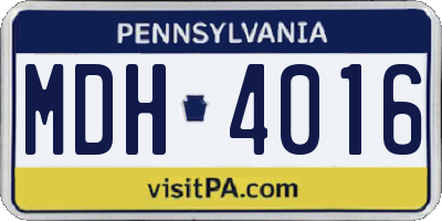 PA license plate MDH4016