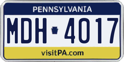 PA license plate MDH4017