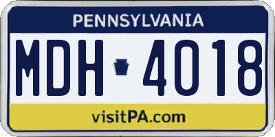 PA license plate MDH4018
