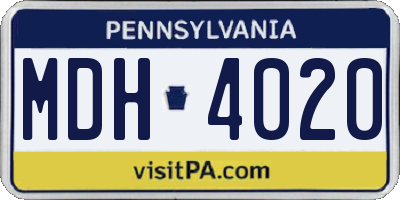 PA license plate MDH4020