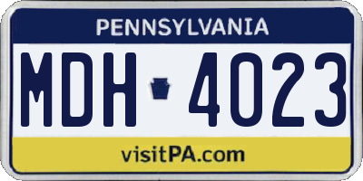 PA license plate MDH4023