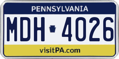 PA license plate MDH4026