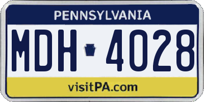 PA license plate MDH4028