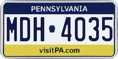 PA license plate MDH4035