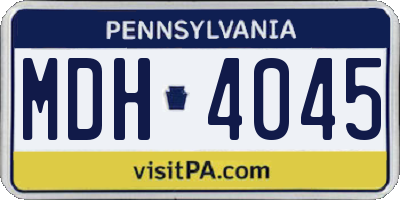 PA license plate MDH4045