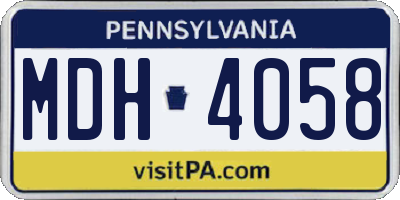 PA license plate MDH4058
