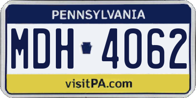 PA license plate MDH4062