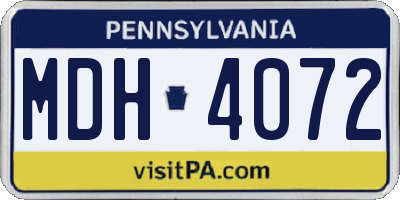 PA license plate MDH4072