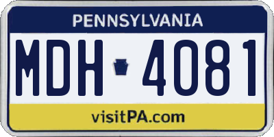 PA license plate MDH4081