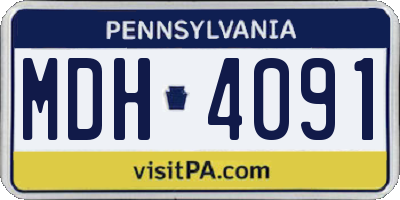 PA license plate MDH4091