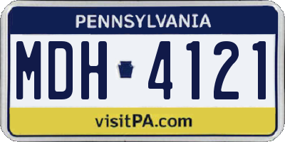 PA license plate MDH4121